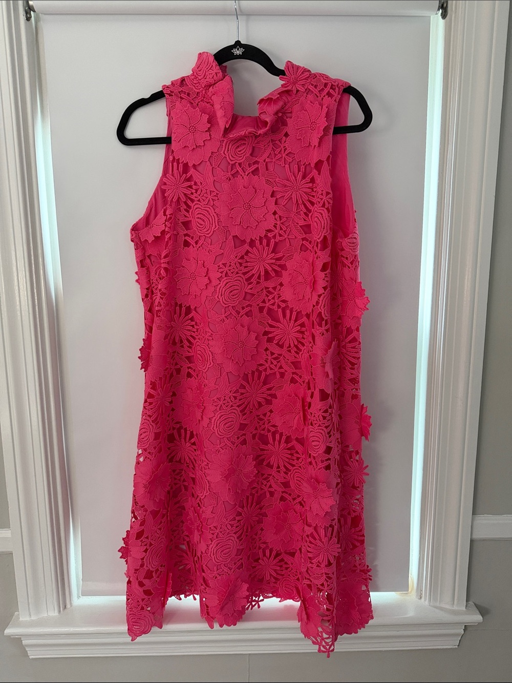 Tuckernuck Hot Pink Floral Lace Lace-Up Dress
